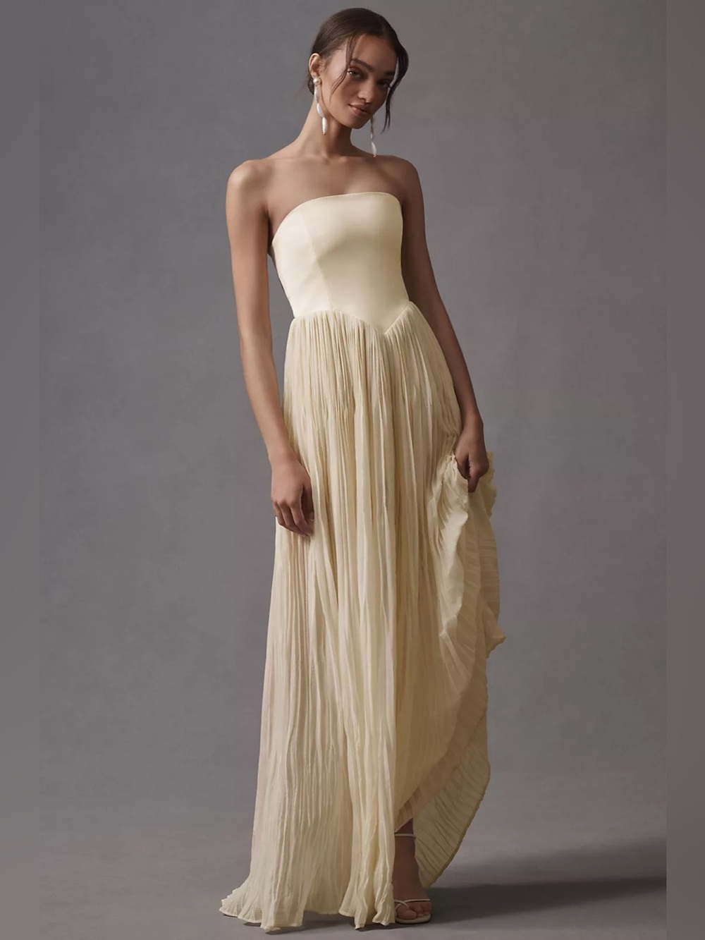 Anthropologie Delfi Collective Lourdes Dress NWT Size XL Dusty Beige Strapless